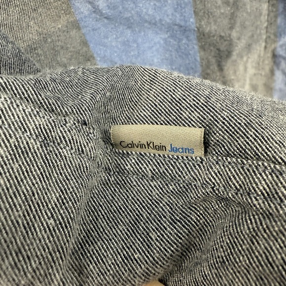 Calvin Klein Mens M Slim Fit Light Flannel Blue Gray Plaid Long Sleeve - Picture 8 of 10